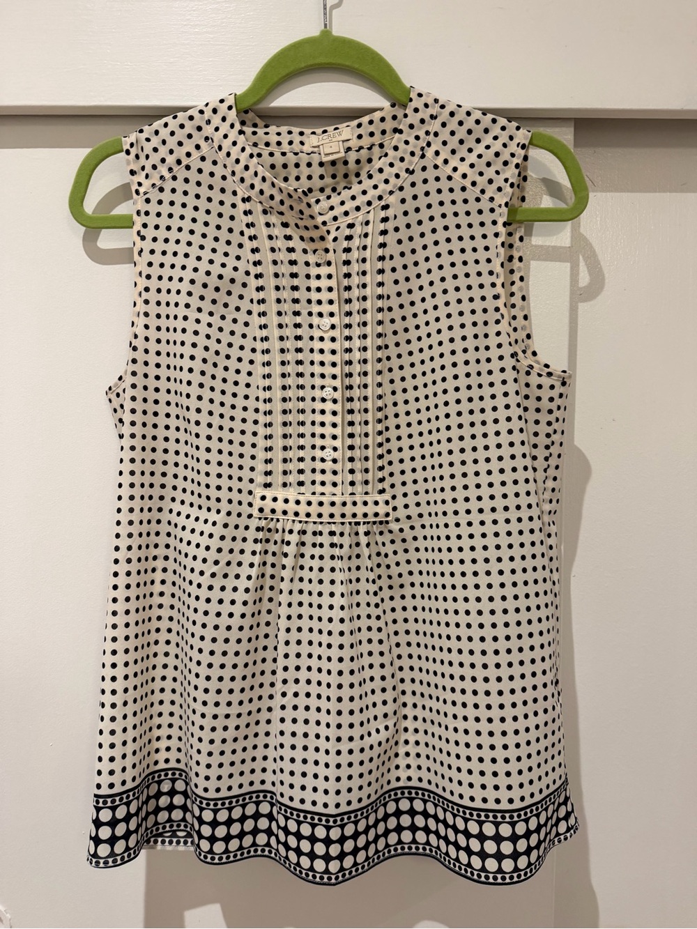 J. Crew Black and Cream Polka Dot Sleeveless Top
